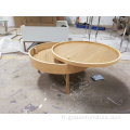 Design simple salon meublewoodenrotatingCoffetable